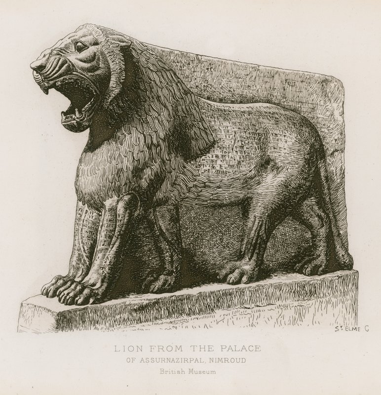 Løve fra paladset i Ashurnasirpal, Nimrud, British Museum af French School