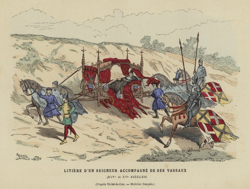 Kuld af en adelsmand ledsaget af hans vasaller, 14. eller 15. århundrede af French School