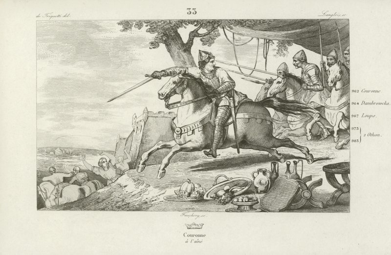 Lothair of France leads his army in an attack on the Holy Roman Emperors palace at Aachen, 978  af French School