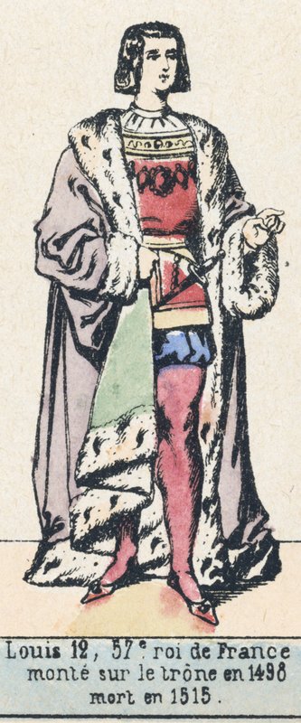 Ludvig 12, 57. konge af Frankrig, besteg tronen i 1498, døde i 1515 (farvestik) af French School