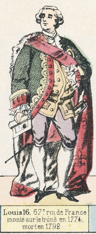 Ludvig 16, 67. konge af Frankrig, besteg tronen i 1774, døde i 1792 (farvestik) af French School