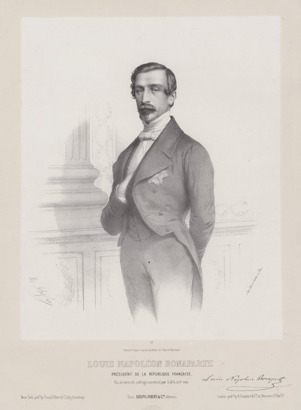 Louis Napoleon Bonaparte, præsident for den franske republik, ca. 1848 (litografi) af French School