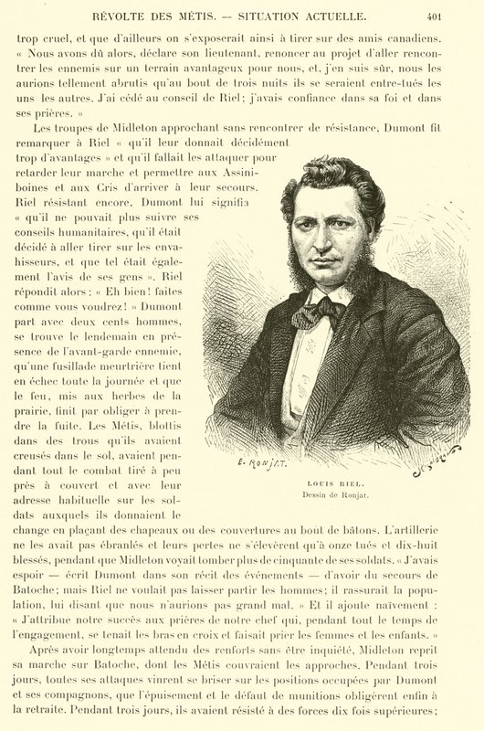 Louis Riel, canadisk politiker og leder af Metis-folket i de canadiske prærier af French School