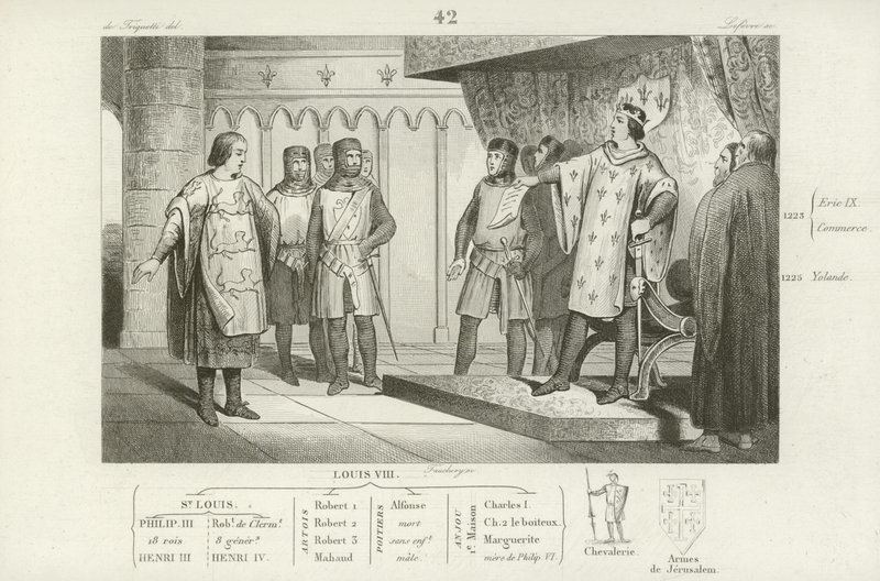 Louis VIII of France receiving an envoy from his enemy, Henry III of England  af French School