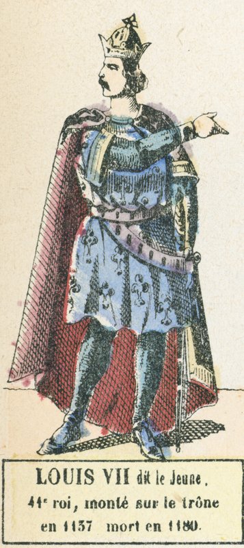 Louis VII dit le Jeune, 41. konge, besteg tronen i 1137, døde i 1180 (farvestik) af French School
