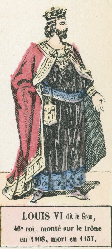 Louis VI dit le Gros, 46. konge, besteg tronen i 1108, døde i 1137 (farvestik) af French School