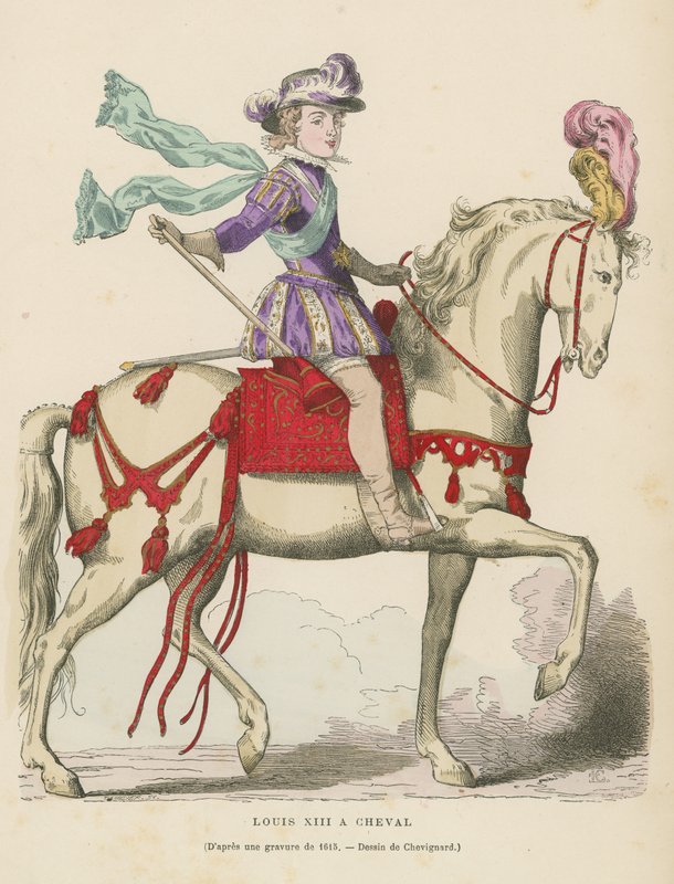 Louis XIII of France on horseback  af French School