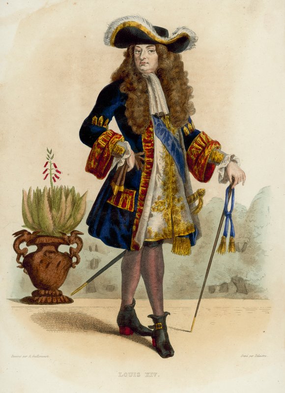 Louis XIV (farvet gravering) af French School
