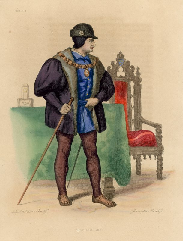 Louis XI (farvet gravering) af French School