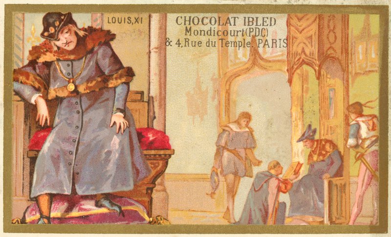 Ludvig XI af Frankrig (chromolitho) af French School