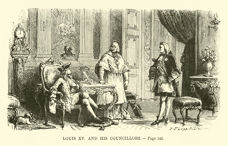 Ludvig XV og hans rådmænd af French School