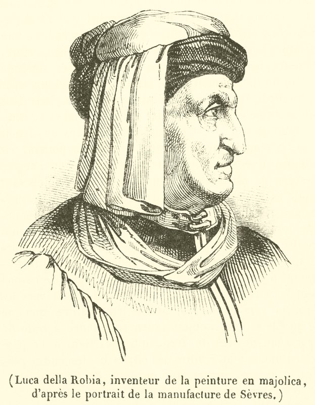 Luca della Robia, opfinder af majolika-maleri (gravering) af French School