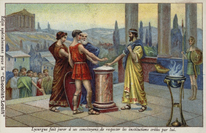 Lycurgus af Sparta får sine medborgere til at sværge at respektere de institutioner, han har oprettet af French School