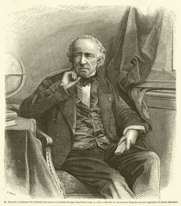 M Jomard, grundlægger af Cabinet des cartes på Imperial Library (gravering) af French School
