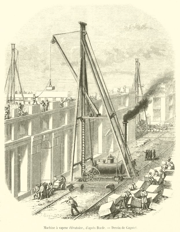 Forhøjende dampmaskine (gravering) af French School
