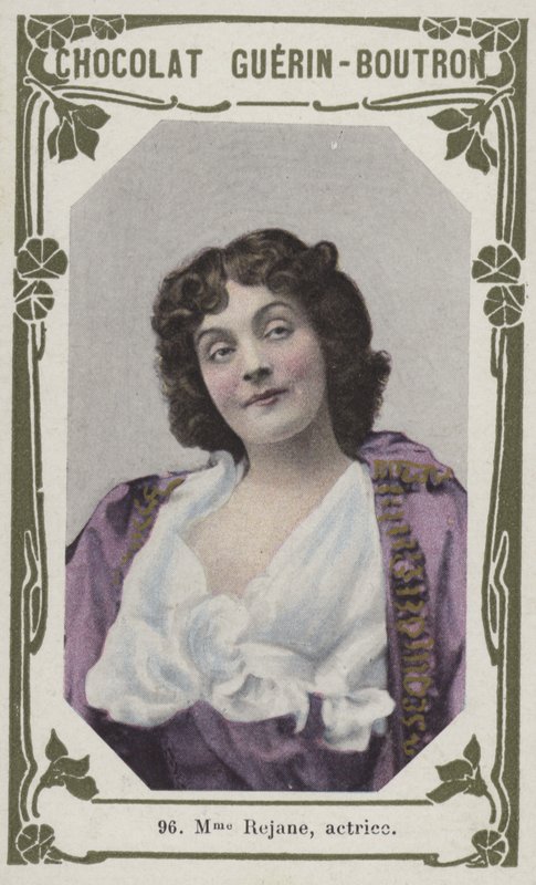 Madame Rejane, skuespillerinde (farvet foto) af French School