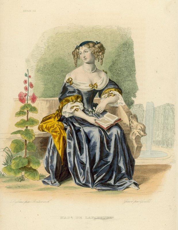 Madame de La Fayette (farvet gravering) af French School