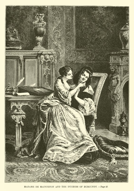Madame de Maintenon og hertuginden af Bourgogne af French School