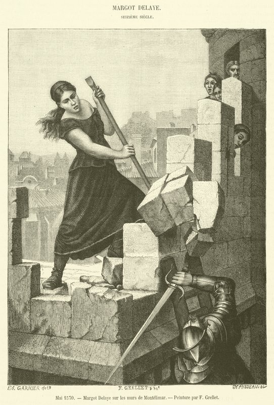 maj 1570, Margot Delaye på Montelimars vægge (gravering) af French School