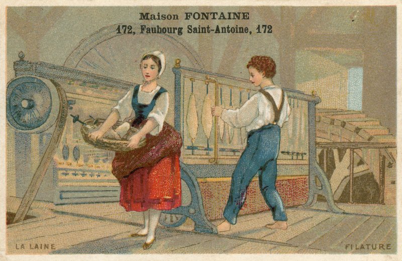 Maison Fontaine byttekort, uldspinding af French School