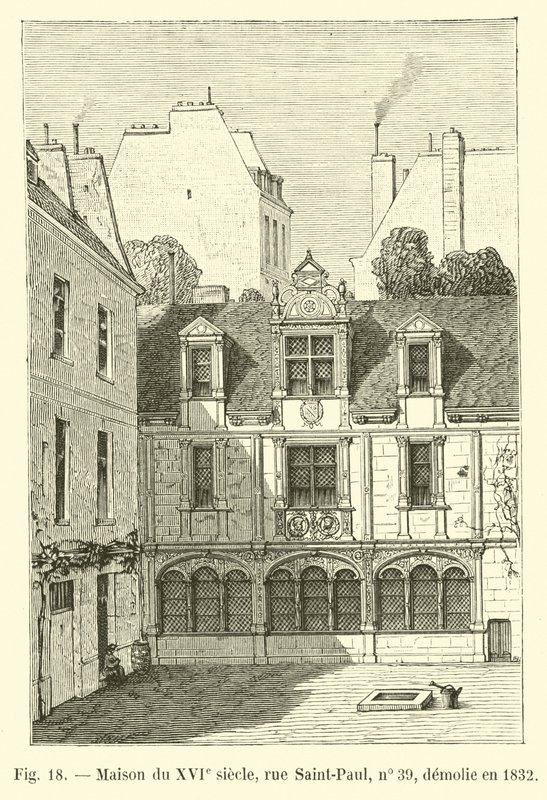 1500-tals hus, rue Saint-Paul, nr. 39, revet ned i 1832 af French School