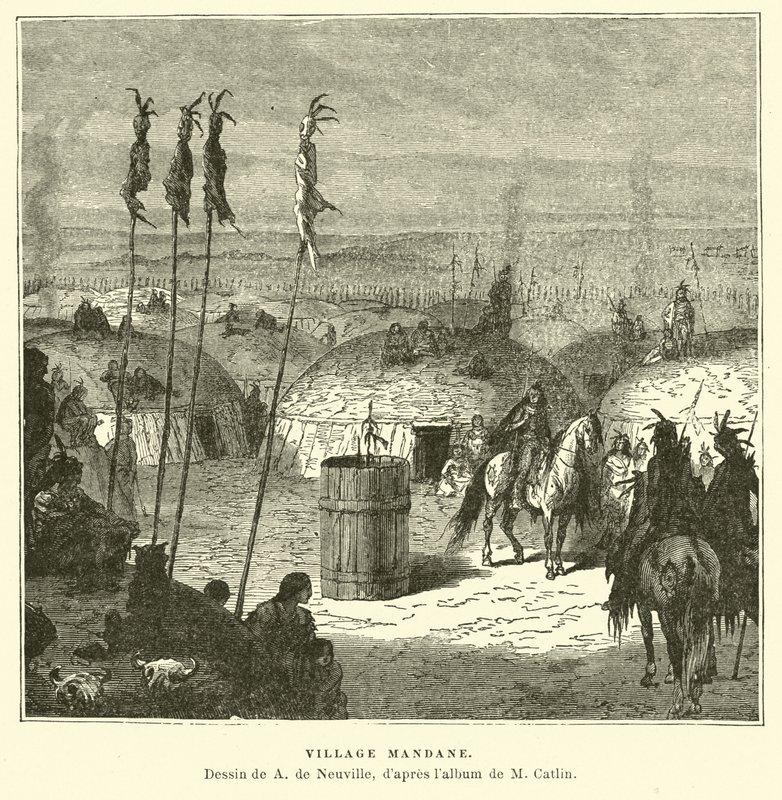 Mandan landsby, Nordamerika af French School