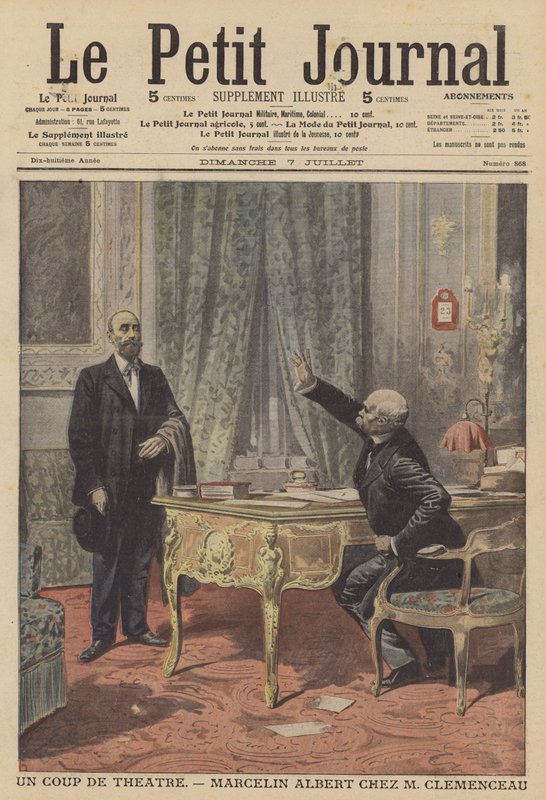 Marcelin Albert møder den franske premierminister Georges Clemenceau (farve litho) af French School