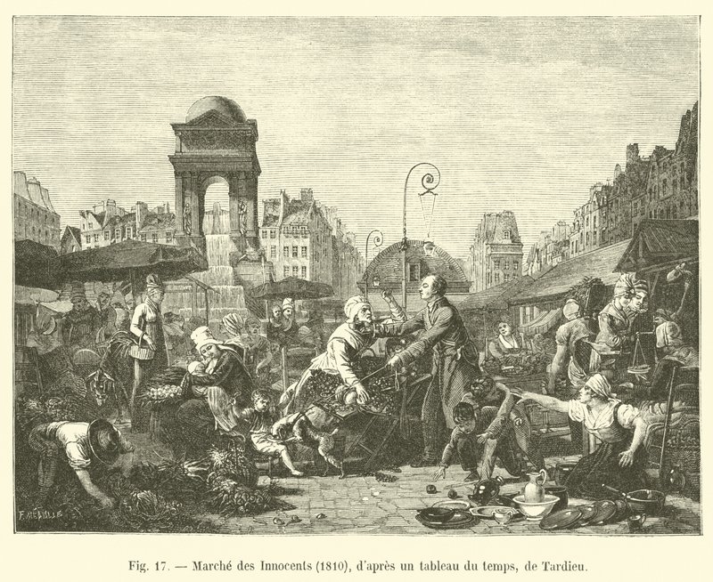 De uskyldiges March, 1810, fra et tidsmaleri af Tardieu af French School
