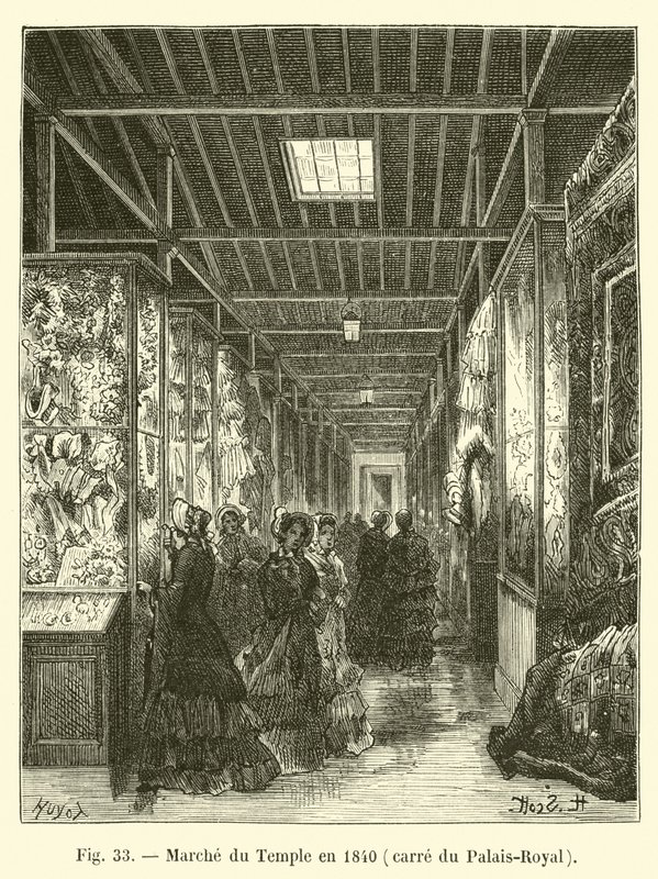 Marche du Temple i 1840, pladsen i Palais-Royal af French School