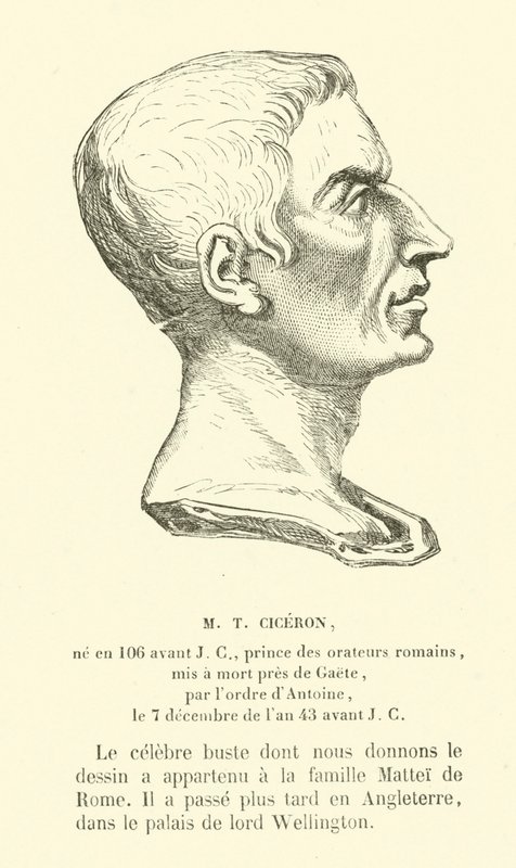 Marcus Tullius Cicero, romersk politiker, taler og filosof (gravering) af French School