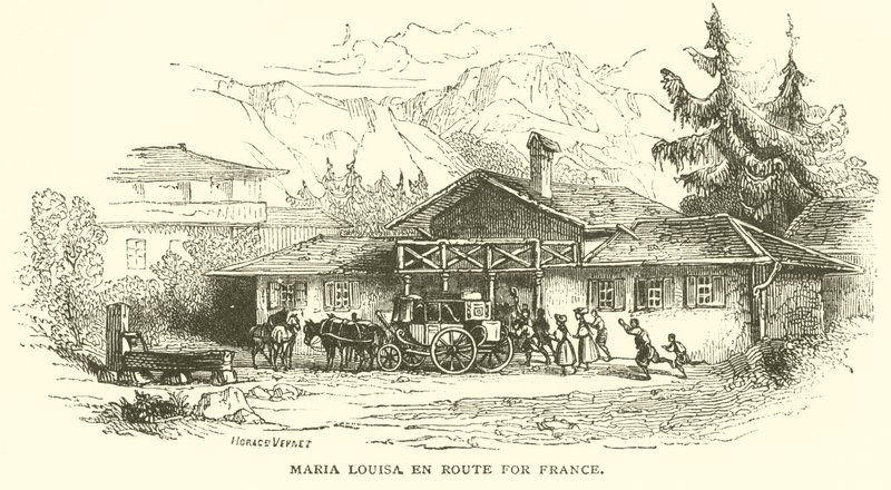 Maria louisa på vej til Frankrig (gravering) af French School
