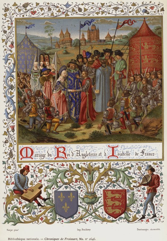 Ægteskab mellem kongen af ​​England og Isabelle af Frankrig (chromolitho) af French School