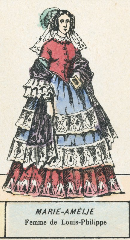 Marie-Amelie, Louis-Philippes hustru (farvet gravering) af French School