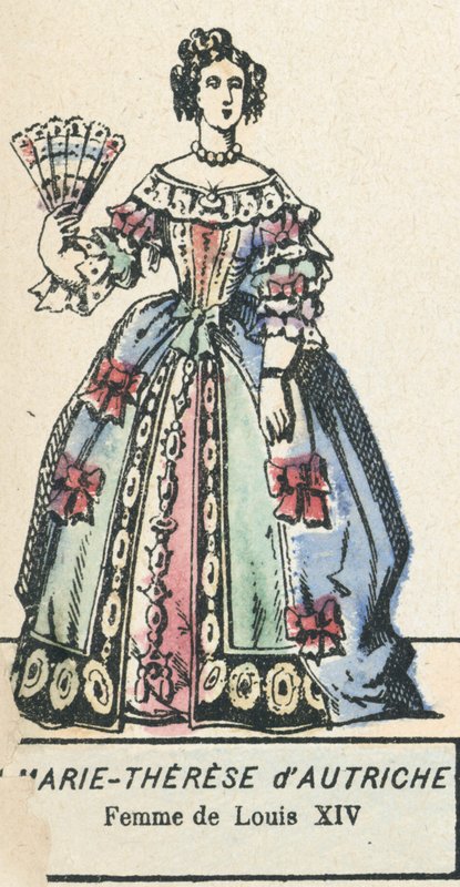 Marie-Therese af Østrig, Ludvig XIVs hustru (farvet stik) af French School