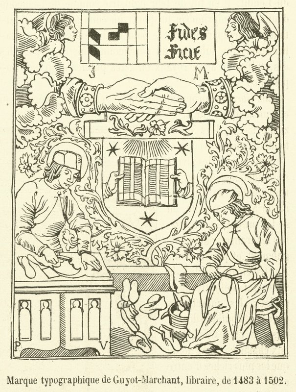 Typografisk mærke af Guyot-Marchant, boghandler, fra 1483 til 1502 (gravering) af French School