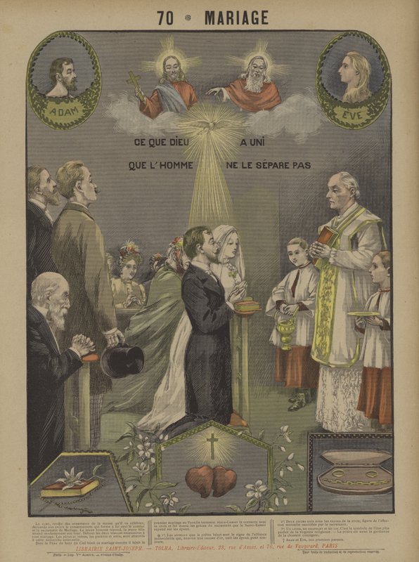 Ægteskab (farve litho) af French School