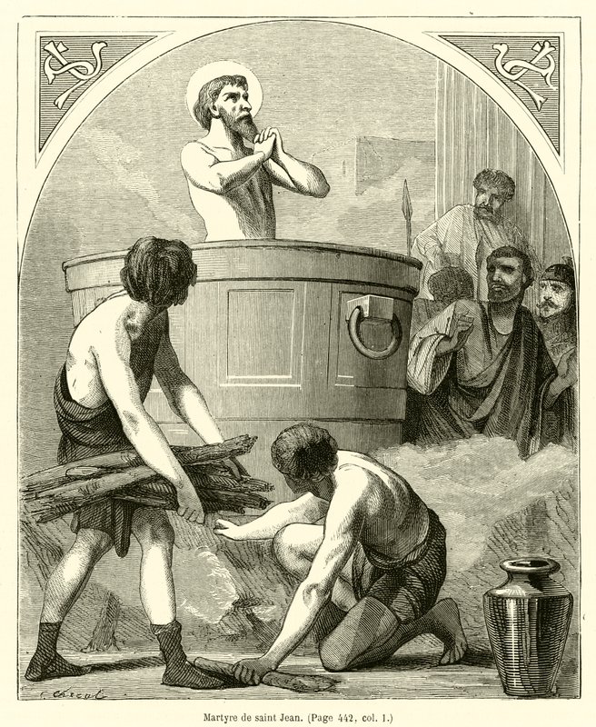 Sankt Johannes martyrium (gravering) af French School