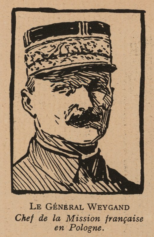 Maxime Weygand, fransk general og medlem af den interallierede mission, der blev sendt ud for at støtte den anden polske republik under den polsk-sovjetiske krig i 1920 (litografi). af French School