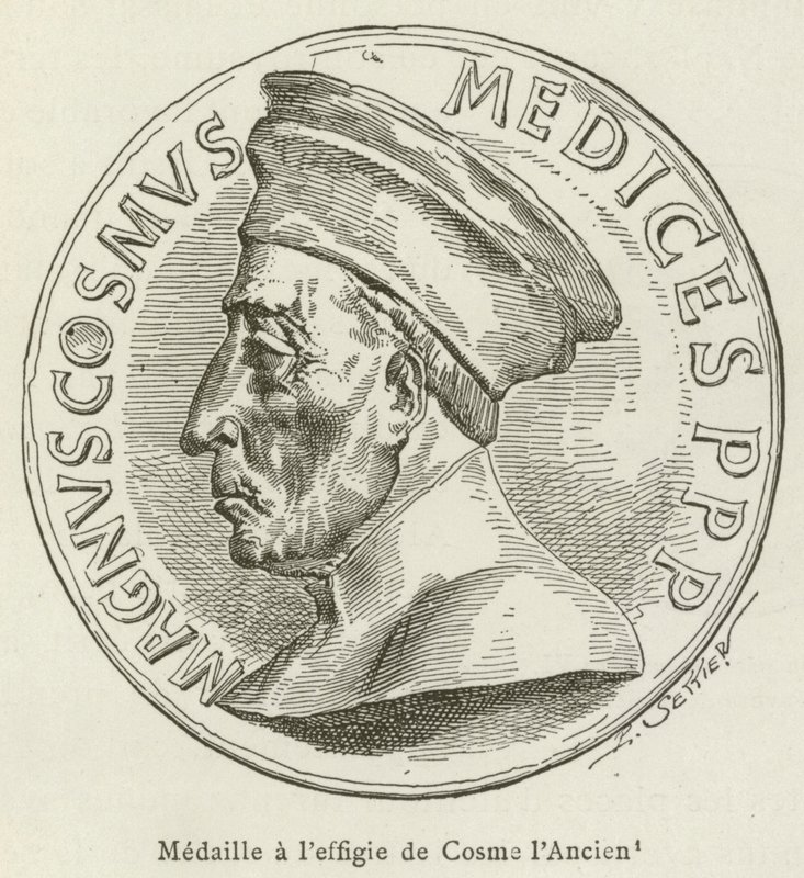 Medalje med billedet af Cosmo den Ældre (gravering) af French School