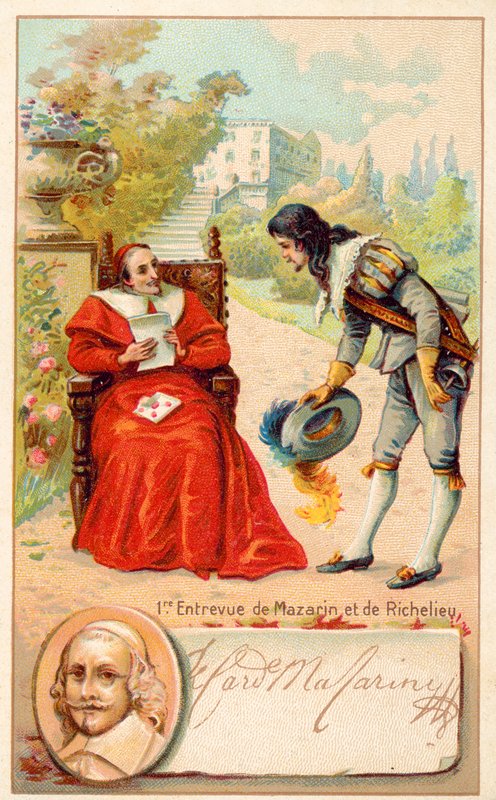 Møde mellem kardinal Richelieu og Jules Mazarin af French School