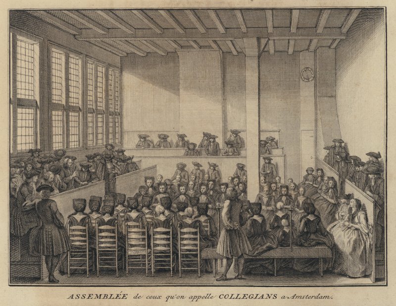 Collegiants møde i Amsterdam, Holland (gravering) af French School