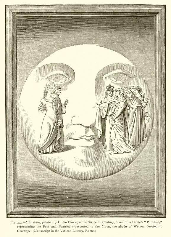 Miniature, malet af Giulio Clovio, fra det sekstende århundrede, taget fra Dantes Paradise, af French School