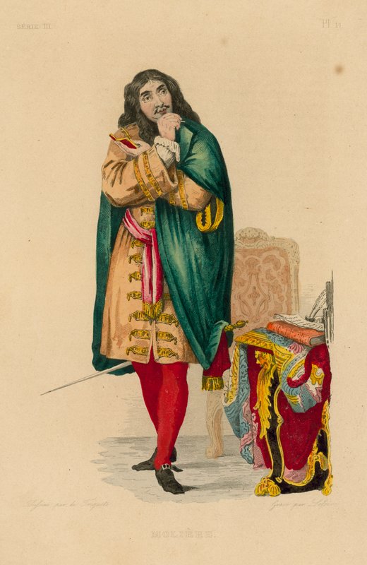 Moliere (farvet gravering) af French School