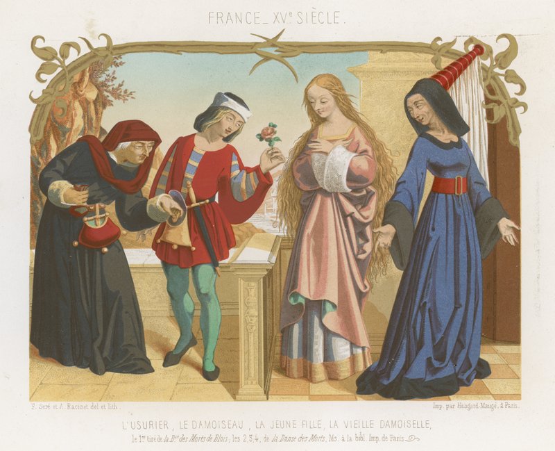 Pengeudlåner, godsejer, en ung kvinde og en gammel kvinde af French School