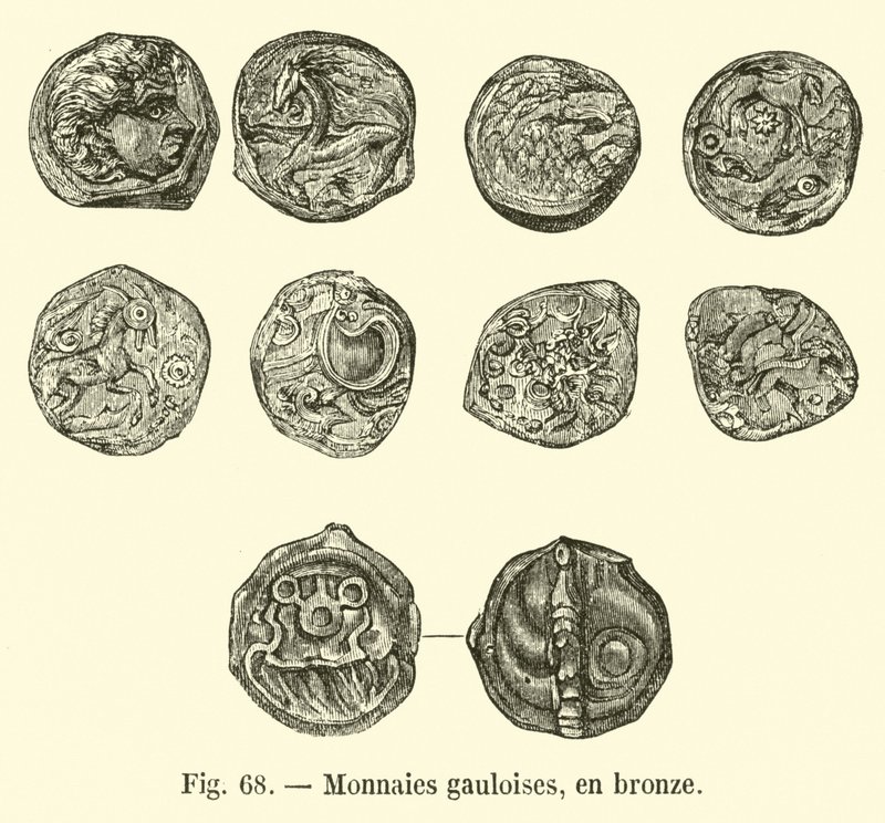 Galliske mønter, i bronze (gravering) af French School