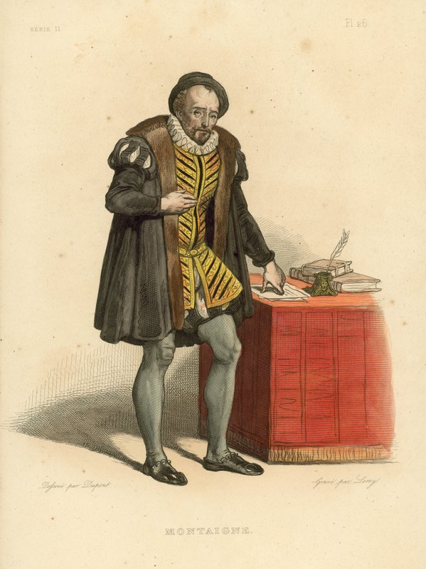 Montaigne (farvet gravering) af French School