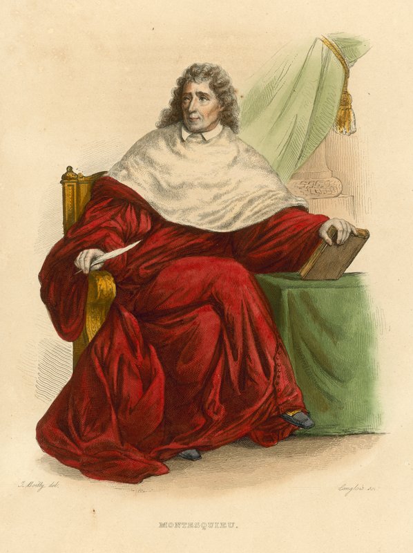 Montesquieu (farvet gravering) af French School