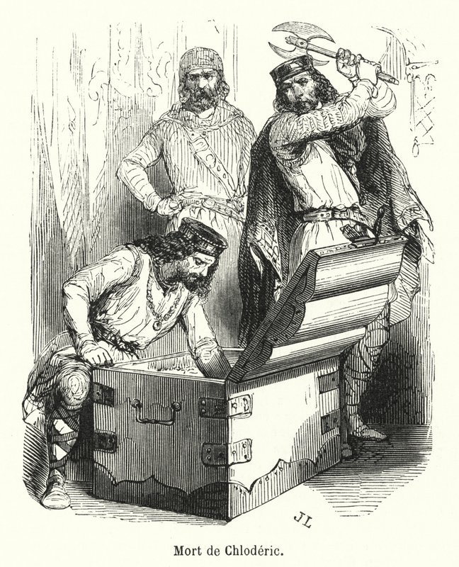 Mort de Chloderic (gravering) af French School