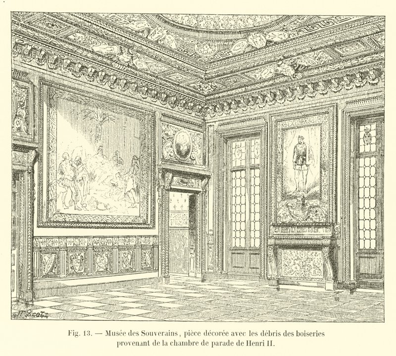 Museum of the Sovereigns, værelse dekoreret med resterne af træværket fra Henri II