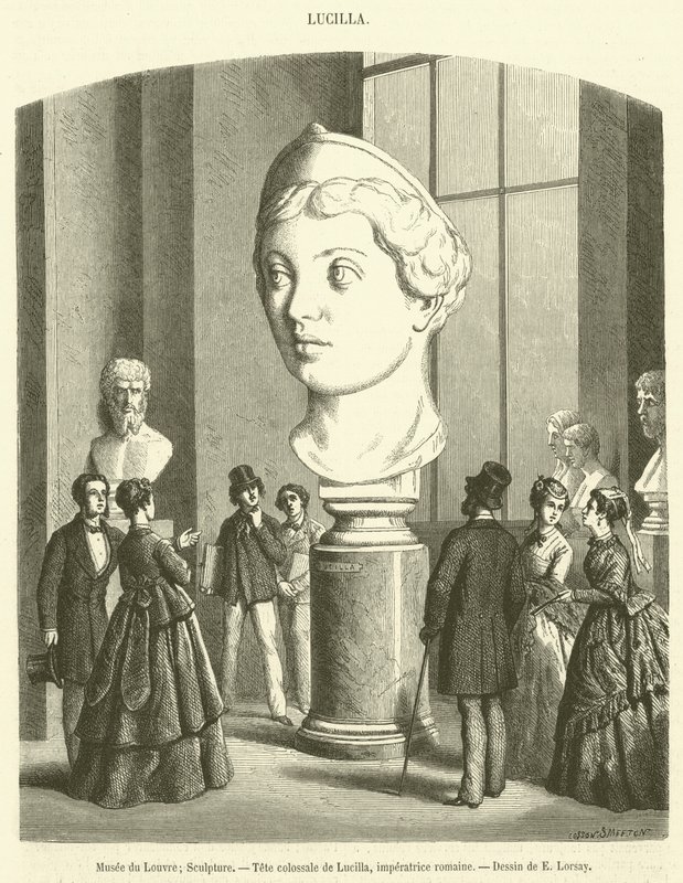 Louvre Museum, Skulptur, Colossal Head of Lucilla, Romersk Kejserinde (gravering) af French School